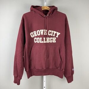 Champion‎ Reverse Weave Hoodie Sweatshirt GROVE CITY COLLEGE Burgundy M